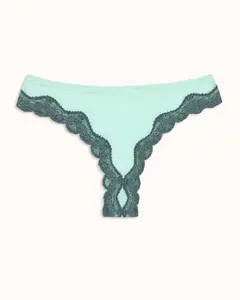 LOVE x WAR Women's Mesh Super Cheeky Panties - Aqua Frost, Breathable Fabric, Shaping, Leg-Elongating Design, Ultra-Lightweight, Contrast Lace