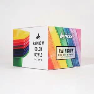 Arctic Fox 7-Piece Rainbow Tint Bowl or Brush Set, 11oz Plastic Hair Dye Preparation Tools for Haircare & Styling