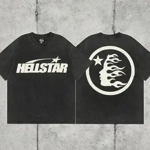 Hell-star Logo Y2K Aesthetic T Shirt, Harajuku Tee, Goth Punk T-Shirt, Alternative Clothing, Y2k Graphic Shirt, Shirt, Cotton Shirt, Vintage Shirt, Crewneck Shirt, Streetwear, Oversized T-Shirt Casual Top Unisex INS BM5 LBN 0I2