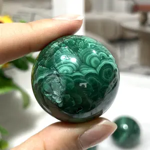 IG Crystal 2 Counts 3.5cm Malachite Ball Natural Stone Gem Mining Chakra Balancing Reiki Healing Crystal Mystery Crystal Display Crystal Shopping Online Home Office Decor