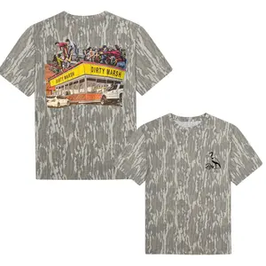 Waffle Home Tee Dirty Marsh Outfitters Bottomland Camo Backshore Mossy Oak T Shirt, 3D Camo Tee T Shirt, Western Rodeo Graphic Tee, Vintage Camo Cowboy Aesthetic, Country Streetwear for Men & Women Fabric