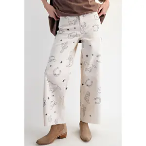Easel - Western Printed Stretch Twill Pants 6764 - Khaki