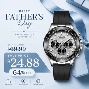 [0407] Luxury Men's Multifunction Quartz Watch – Large Dial Day/Date Display, 24-Hour Chronograph, Water-Resistant Silicone Strap, Modern Sport Design | Premium Gift for Boyfriend, Husband, Christmas, Valentine’s Day, Father’s Day & Anniversaries – 713