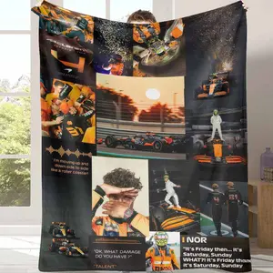 McLaren Racing Flannel Blanket with Formula 1 Car Print Soft Warm Lightweight Cozy for Sports Fans Home Decor Travel Outdoor Activities Perfect Gift for Motorsport Enthusiasts