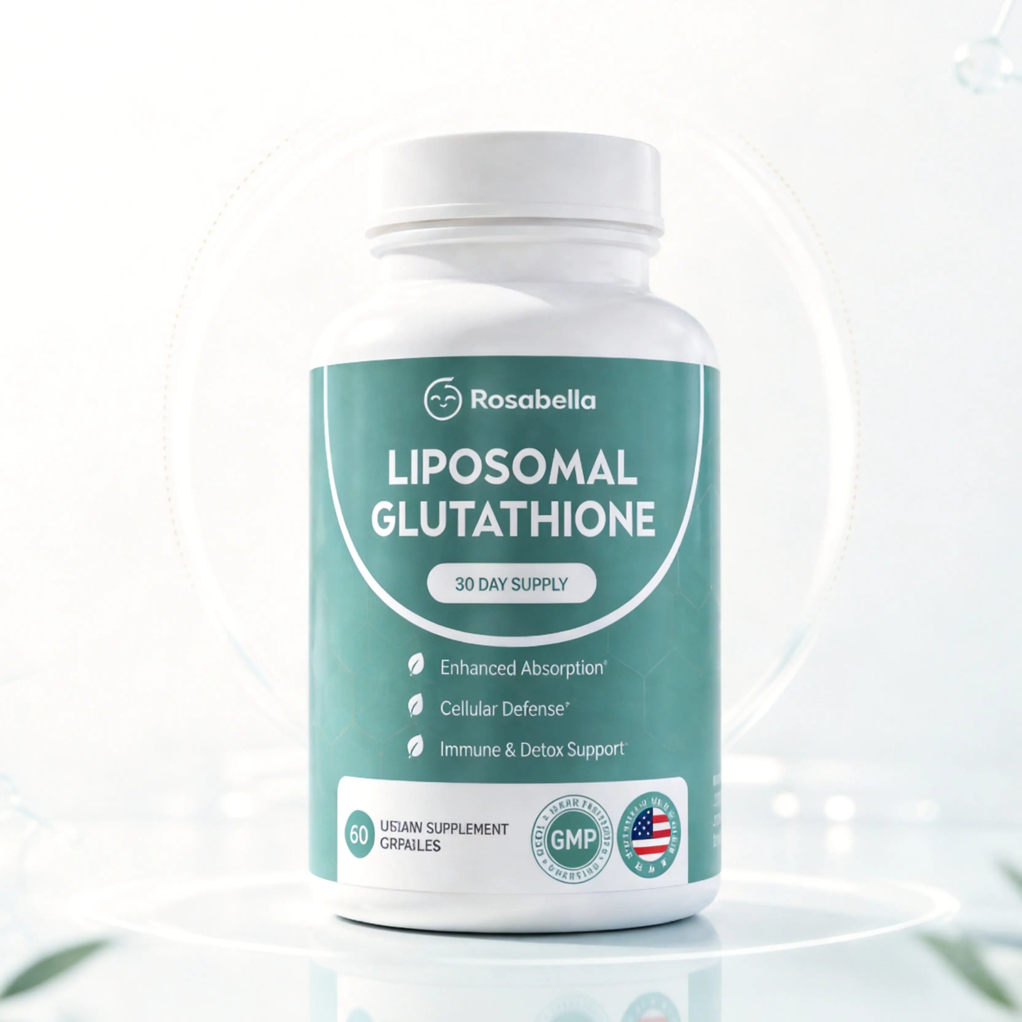 Rosabella Liposomal Glutathione 500mg – High Absorption Glutathione Supplement, Antioxidant Support, Cellular Health & Detox Support, 60 Capsules, 30 Day Supply, Daily Antioxidant Capsules