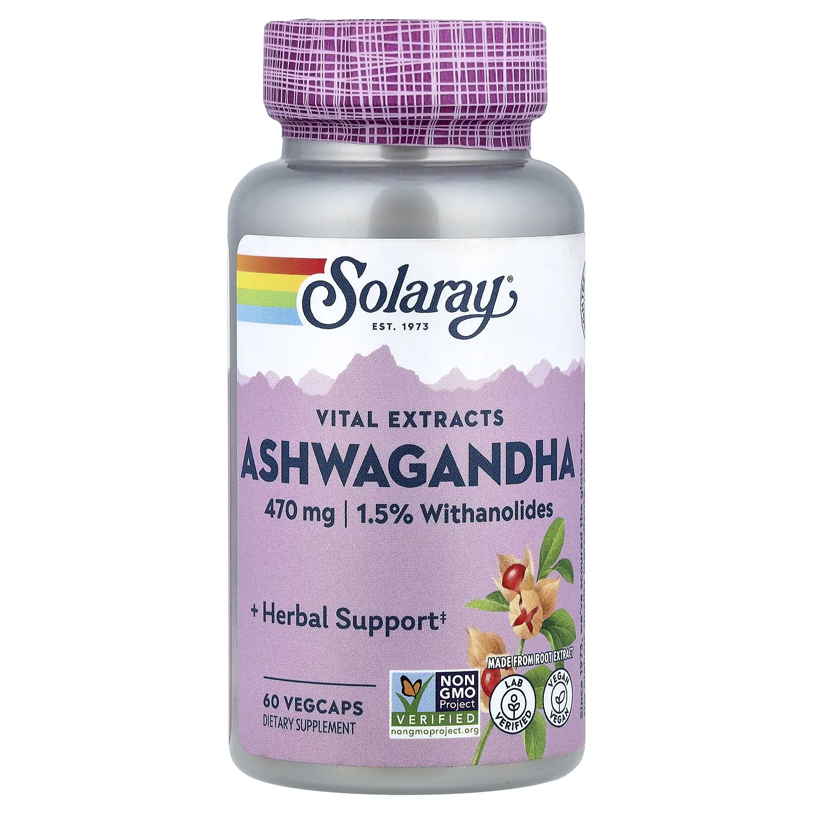 Solaray Vital Extracts, Ashwagandha, 470 mg, 60 VegCaps