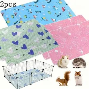 Reusable Pet Cage Mats, 3 Patterns: with Blue Heart, Heart, Blue Dinosaur, Wear-Resistant, Washable, 27.5x19.6 Inches
