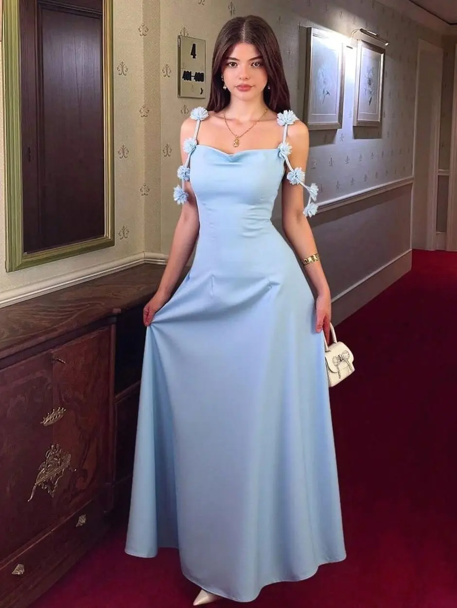 ariella blue satin strapless maxi dress Tease Dress – 1XBLUE main image 1