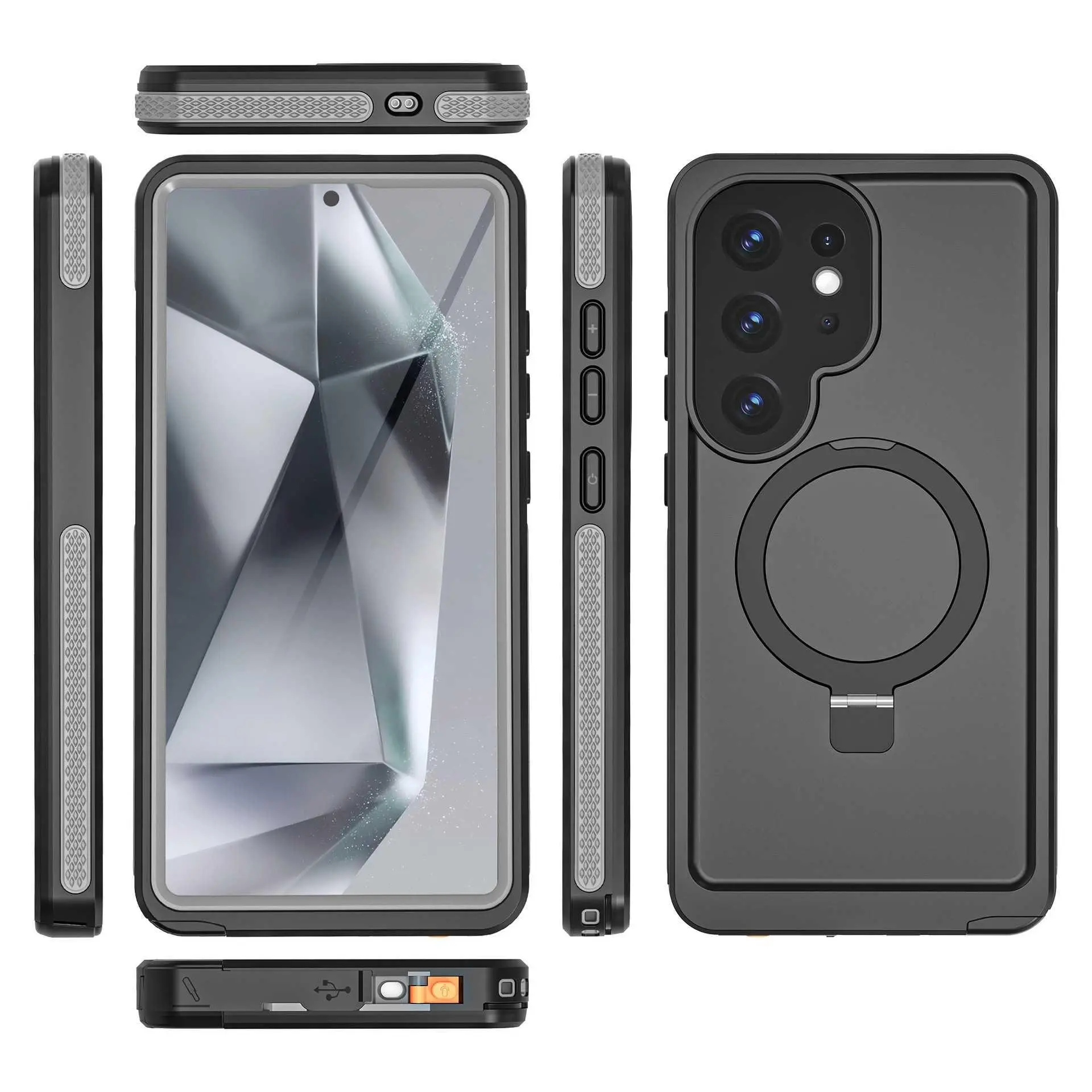Waterproof Case For Samsung Galaxy S25 Ultra TB Series Phone Case Magnetic Stand Style Drop Protection Full Coverage Protection HNB93