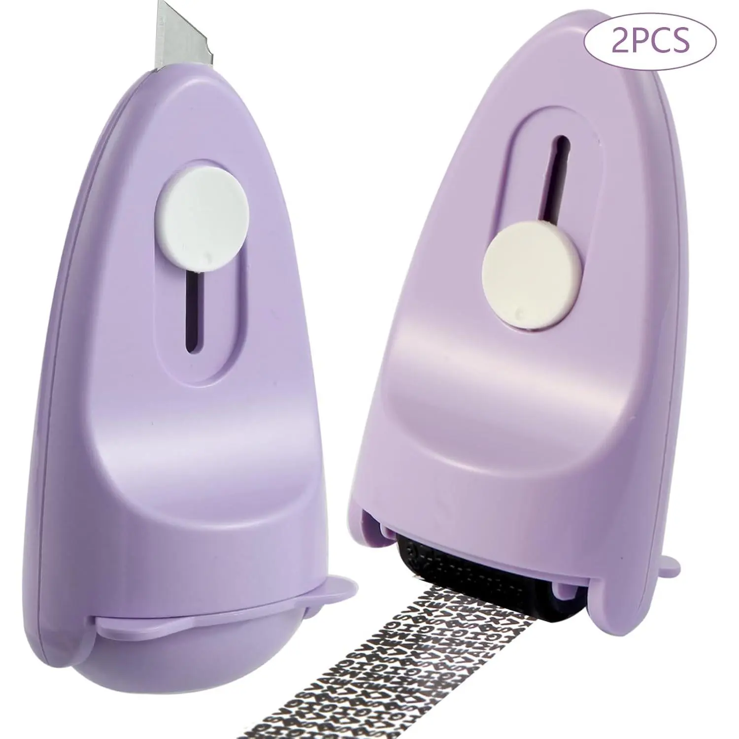 Identity  Protection Roller   2Packs - Guard Your ID with Refillable Ink, Built-in  & Flip Cover Design, Compact  Safety Tool for Document, Mail, etc. (Purple)