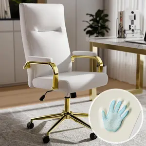White Office Chair with Arms, High Back Executive Office Chair Big and Tall，Office Chair Ergonomic Home Desk Chair GamingComputer Chair PU Leather Executive Office Chair withHigh Back Adjustable Swivel Chair for Home Office, Brown