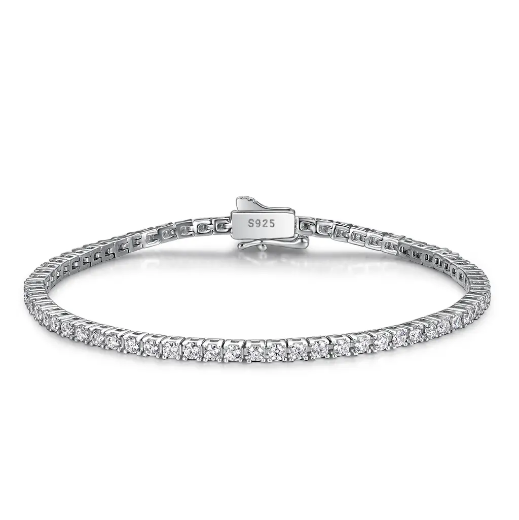 S925 Sterling Silver Moissanite Tennis Bracelet, 1CT 6.5MM Moissanite, Versatile Daily Jewelry