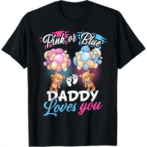 Bears Pink Or Blue Daddy Loves You Gender Reveal T-Shirt
