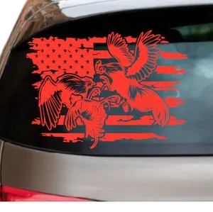 Gamefowl Fighting on Flag Decal for Cars or Trucks - 651 Vinyl, Red, Unique Design, High-Quality Finish, Perfect for Personalized Touch