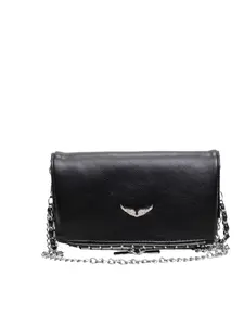 Mini Flap Crossbody Bag, Silver Wing Studded Shoulder Bag, Versatile Daily Handbag for Ladies