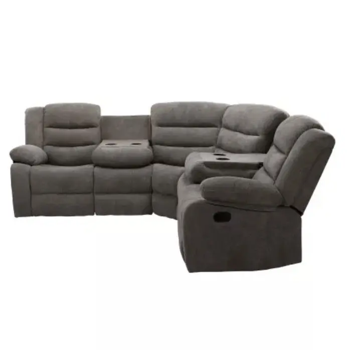 Sectional Manual Recliner Living Room Set Grey Color