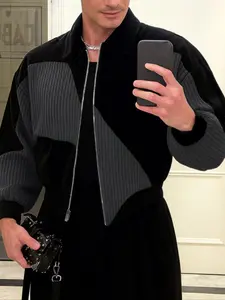 INCERUN Men's Fashion Casual Patchwork Colorblock Corduroy Long Sleeve Jacket, Stylish and Comfortable, Perfect for Daily Wear