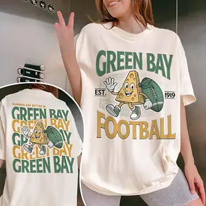 Green Bay Football 2 Sided Shirt Sundays Are Better In Green Bay T Shirt, Cheesehead Game Day, Football Lovers Fans Gift 100% Cotton Graphic Design Digital Print For All Seasons Made in USA Soft Comfortable First Rate Shirts