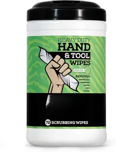 Heavy Duty Hand & Tool ing Wipes  Waterless Hand er for Mechanics, Garage & Shop Use  Dual-Sided , Oil &  Remover Wipes with Citrus Scent - 72ct