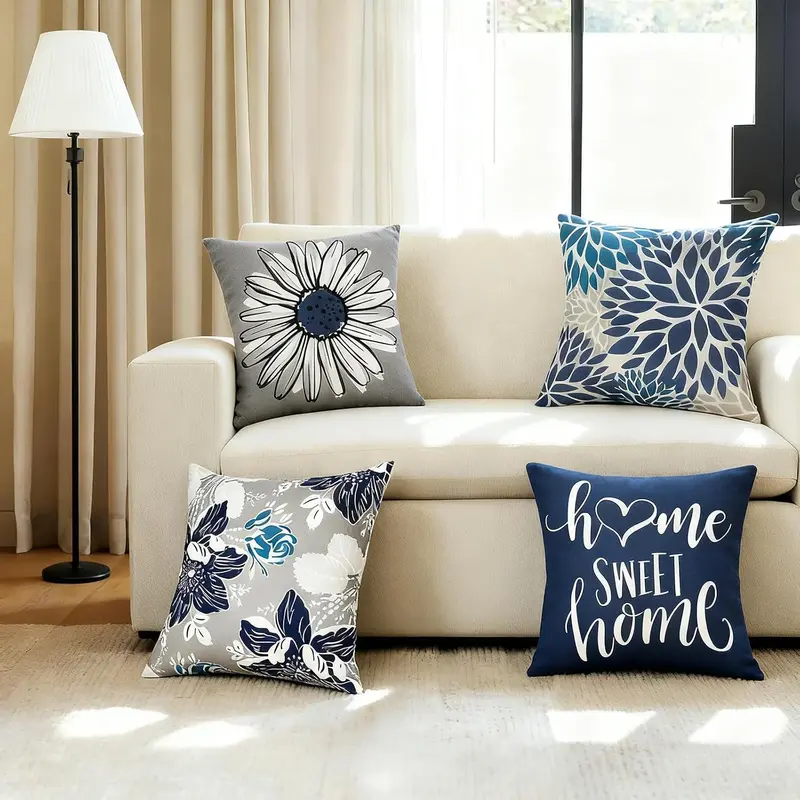4 Pieces Pillow Cushion Covers, Decorative Modern Pillow Covers, Printed Abstract Pillows Washable Indoor Cover Bedroom Pillowcases, Only Includes Pillow Cover, Not Included Pillow Core Home Interior