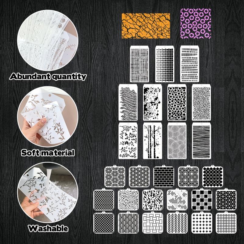 30Pcs Reusable Abstract Layering Stencils – Geometric & Christmas Spray Paint Templates for Wall, Canvas & DIY Crafts