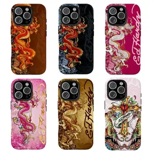 Pink Ed Hardy Skull Leopard Tattoo iPhone Case 11 12 13 14 15 16 17