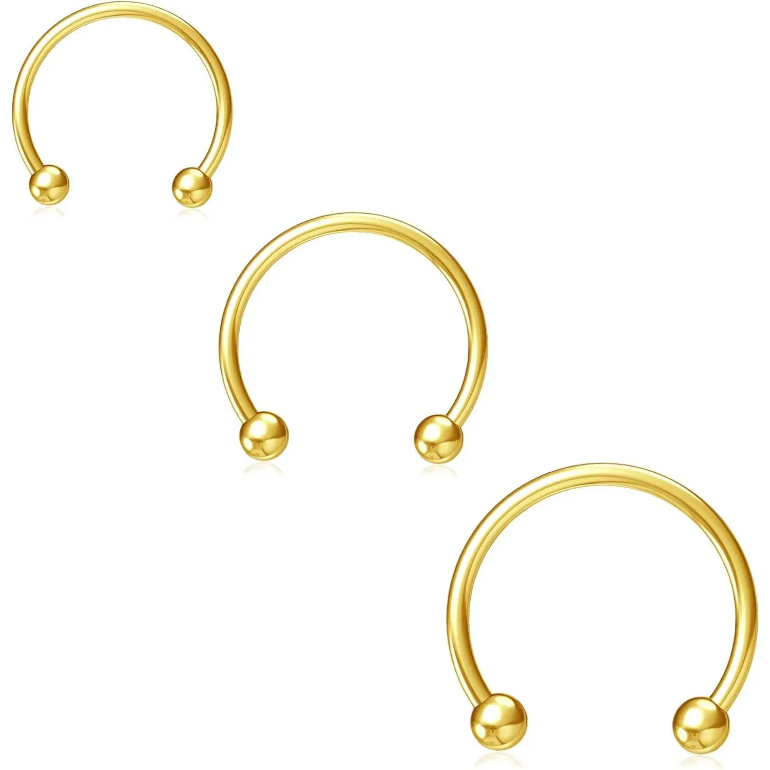 Horseshoe Hoop Nose Rings Cartilage Earring Nose Septum Nose Nostril Stainless Steel Bull Nose Ring for Women Girls Men