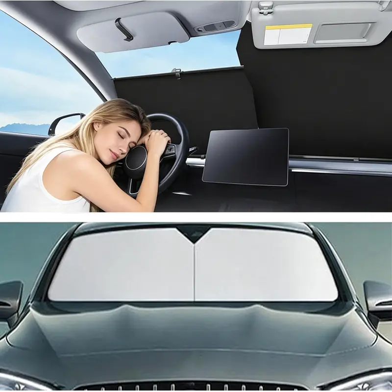 2026 Auto Retractable Car Windshield Sun Shade,Adjustable Automatic Sunshade for UV & Heat Protection,Privacy Protection,Universal Fit for Cars, Foldable Sun Visor for Parking & Outdoor Use