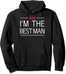 I'm The Best Man red bow tie Groomsmen Crew Bachelor Party Pullover Hoodie - Wesleylewi Shop 37B0BR6VH3Q1