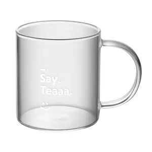 BUYDEEM 350ml Glass Tumbler, Clear Heat-Resistant Tea Cup & Coffee Mug for Home Office, Insulated Drinking Glass CD1003