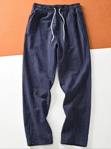 Men's Casual Sportswear Woven Striped Straight Leg Pants, Comfortable and Stylish, Perfect for Daily Wear and Sports Activities