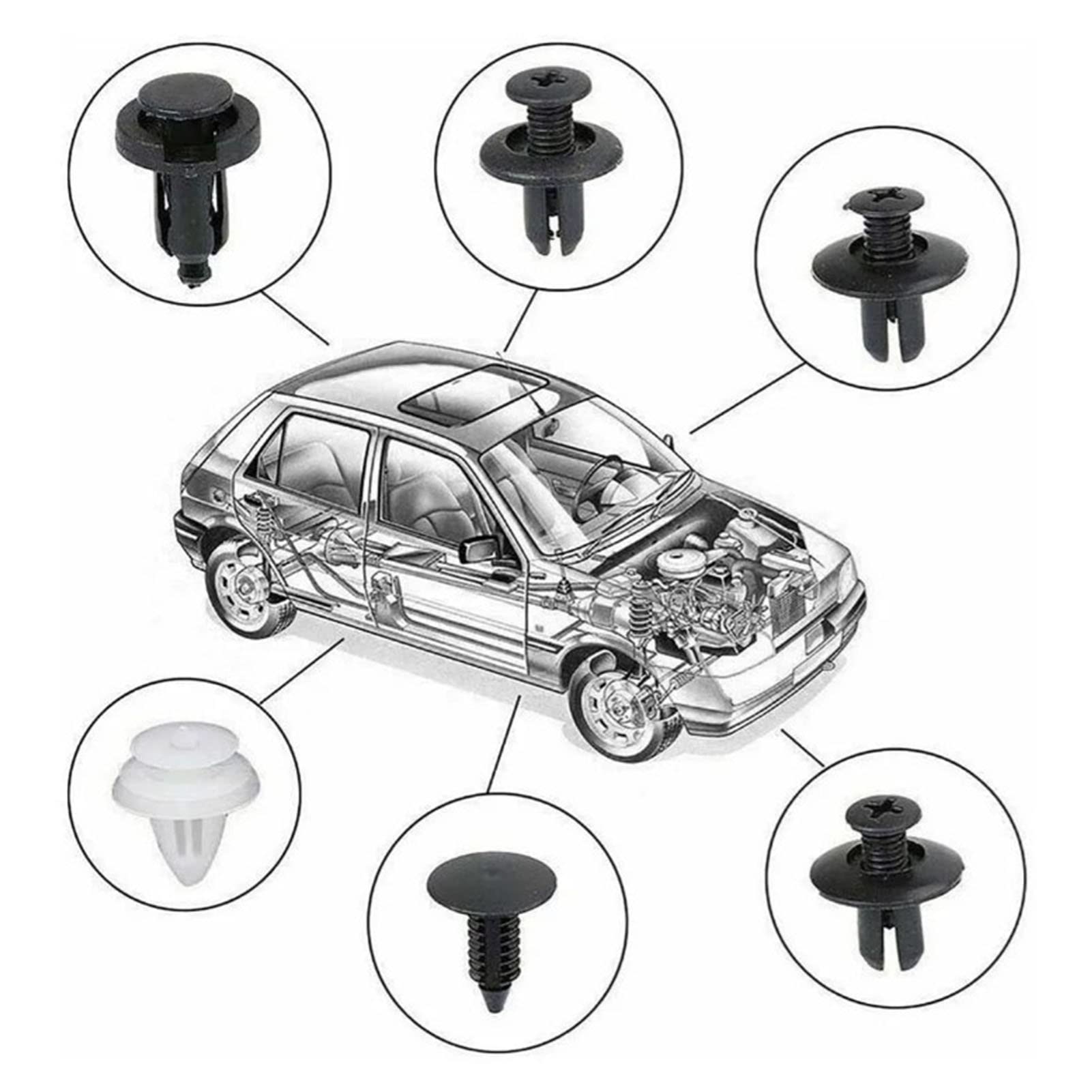100 Pcs Bumper Clips Car Clips Plastic Rivets Fasteners Push Retainer Kit with Sizes Auto Push Pin Rivets Set