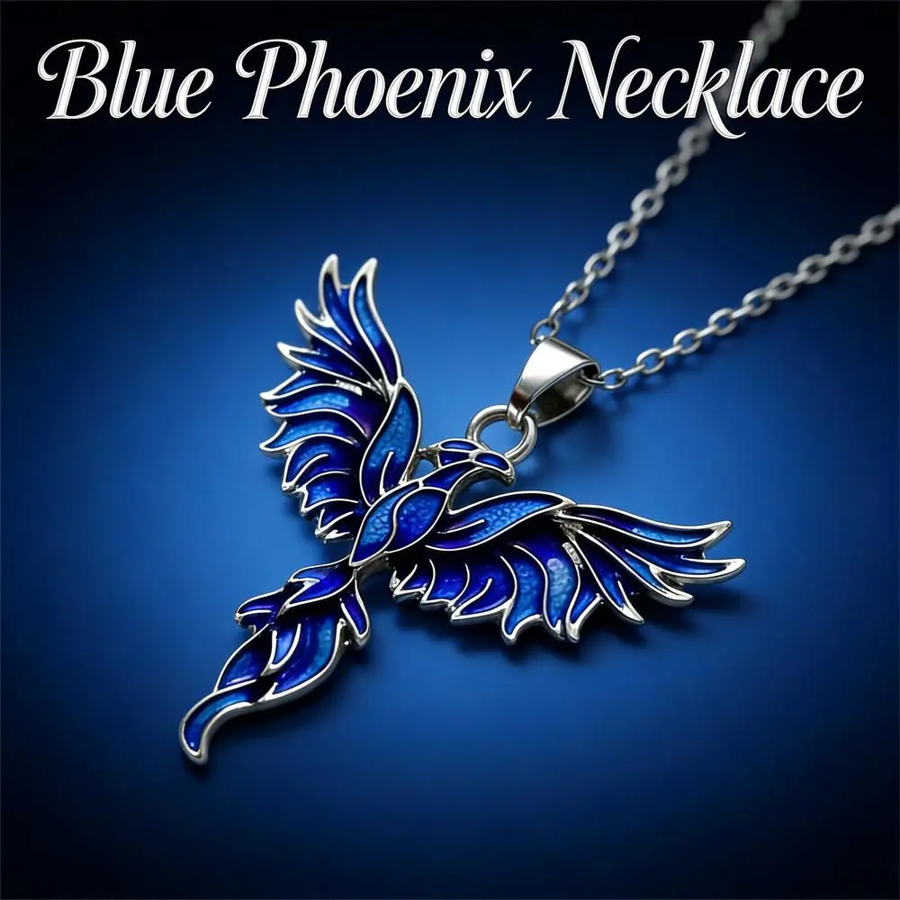 Unisex Gradient Blue Enamel Phoenix Pendant Necklace - Zinc Alloy Casual Fashion Streetwear Jewelry, Animal Theme Bird Figure Fantasy Style Accessory with Adjustable Chain, Ideal Gift for Christmas Birthday, Animal Theme Necklaces, Bird Figure Necklaces