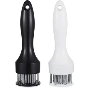 Black/White Meat Tenderizer Tool, 21 Ultra Sharp Stainless Steel Needle Blades, Professional Kitchen Gadgets for Steak & BBQ