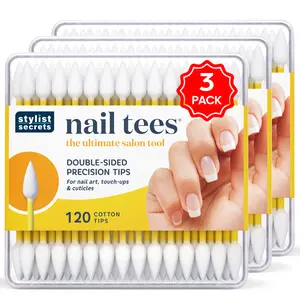 Fran Wilson NAIL TEES COTTON TIPS 120 Count (3 PACK) - The Ultimate Nail Tool, Multi-Purpose Double-sided Swabs with Pointed Ends for Precise Touch-ups and the Perfect At-Home Manicure & Pedicure