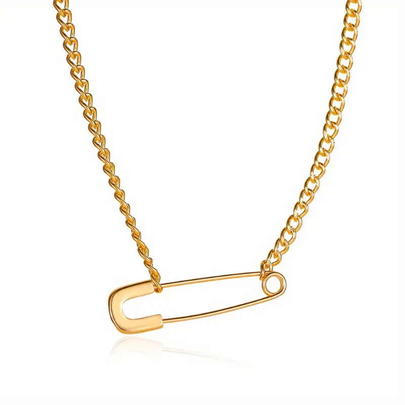 Modern Safety Pin Necklace, Simple Alloy Clavicle Chain for Women, Trendy and Versatile Jewelry for Couples, Trendy Jewelry, Fashionable Jewelry