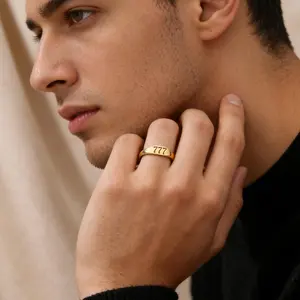 Digital ring, unisex stainless steel lucky number 7 rings, simple minimalist niche plain ring jewelry