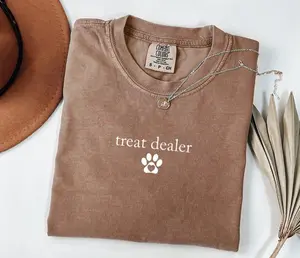 Comfort Colors Treat Dealer Dog T-Shirt, Funny Dog Lover Graphic Tee, Fur Mom Shirt, Casual Cotton Crewneck for Women, Cute Animal Lover Gift for Everyday Wear - HARSIN