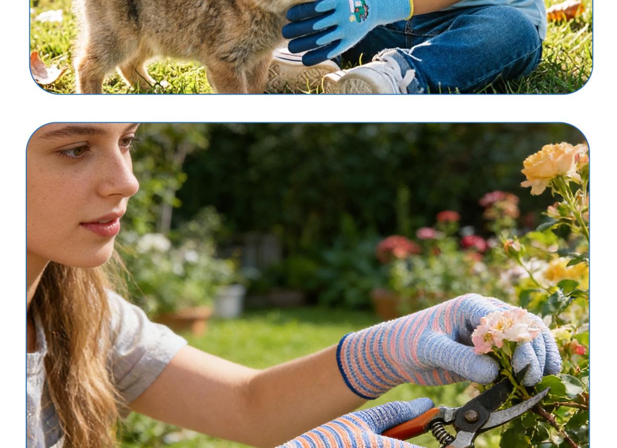 Family 4-Pack Protective Work Gloves Set | Kids & Adults Sizes | Anti-Slip PU Coated for Gardening, DIY & Household Tasks