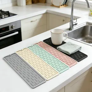 1Pc Foldable Silicone Water Cup Drying Mat, Soft Durable Easy Clean Kitchen Sink Countertop Pad, Non-Slip Cutting Board Heat Resistant Bowl Plate Holder, Kitchenware