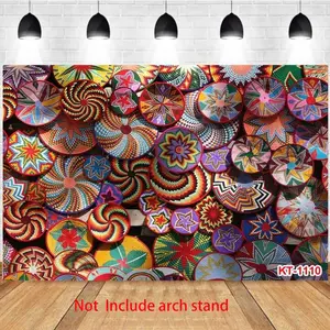 Photography Background Folk - style Cultural Theme Colorful Disks Colorful Patterns Handmade Festive Occasions Party Decor Backdrop Photo Studio Photo Backdrops