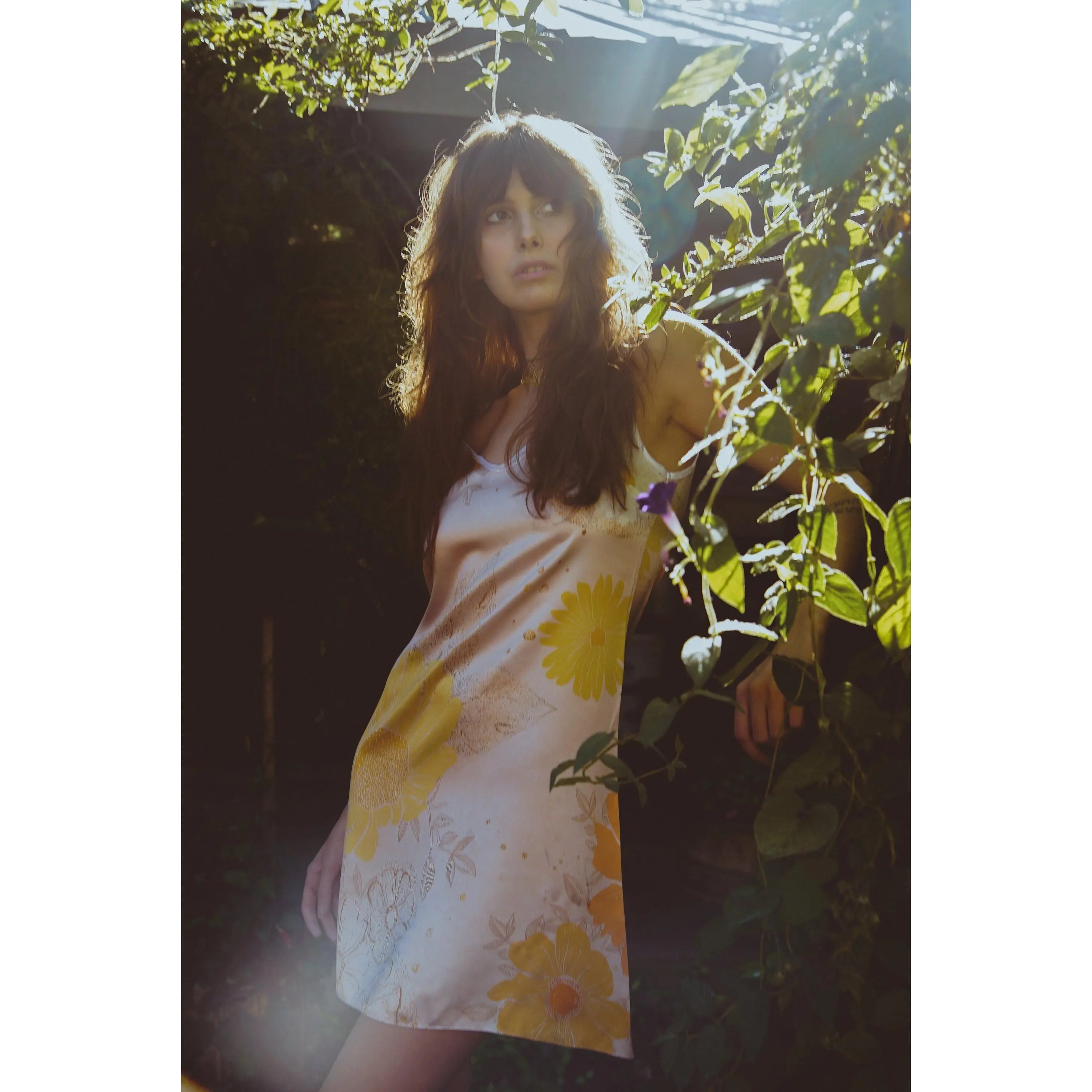 Vela Silk Dress- Flower Constellation Casual A-Line Slim-fitting Plain Floral Street Sweet Clothing Satin