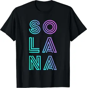 Solana SOL Colorful Text Decentralized Application | Solana Unisex T-Shirt Cotton Menswear Man Classic
