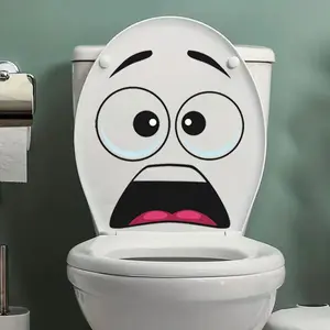 2 Counts Emotive Humorous Toilet Decal with Adhesive, Aesthetic Home Decoration, Room Decor, Beautify Your Home, Bathroom, Sticker, Bathroom Accessory, Bathroom Decorations, Bathroom Decoration Accessories, Toilet Humor Set
