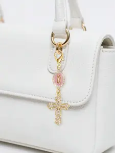 Christian Cross Pendant Keychain, Inlaid Diamond Luggage Hanger - Cross Keychain, Bag Hanger, Cross Pendant, Wallet Backpack Decoration Accessories, Decorative With Ring Buckle, For Luggage Cars, Valentine'S Day Gift, Ideal Gift For Women'S Day