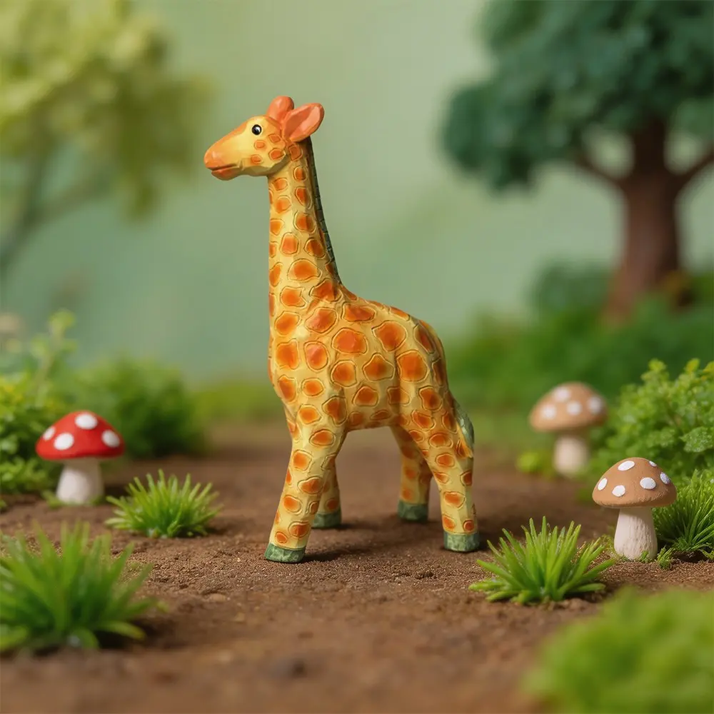 1Pcs Resin Giraffe Figurine, Whimsical Hand-Carved Textured Safari Animal Statue, Warm Yellow-Orange 3D Sculpture, Cute Nursery & Home Decor Ornament, Perfect Gift for Kids, Animal Lovers & Baby Showers