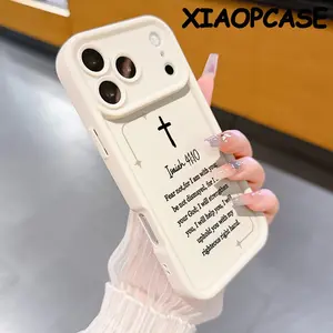 Isaiah 41:10 And Christ "Cross" Pattern Design Soft silicone Case for iPhone 17 Pro Max Air 16 15 14 Plus 13 12 11 Straight Edge Drop-Resistant Rugged Durable Cover Shell Gift