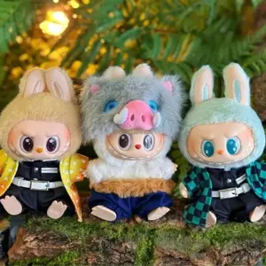 Demon Slayer Doll Clothes for Labubu Anime Tanjiro Kamado Nezuko Kamado Doll Outfit Set, Cartoon Costume Plush DollClothing Gift, Cute Fashion Style Collection, Birthday Christmas Gift