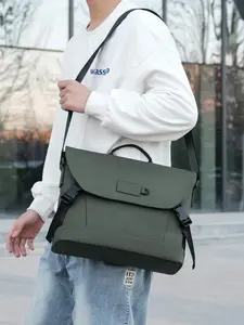 Men's Casual Solid Color Zipper Shoulder Bag, Simple Style Plain Color Commuter Crossbody Bag, Fashionable Versatile High-quality Daily Commuting Bag