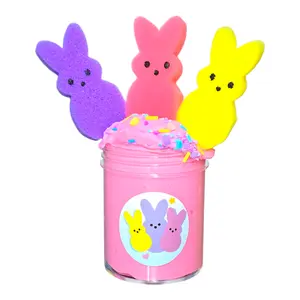 Peeps Bunny Marshmallow Butter Slime – Fluffy Inflatable ASMR Slime with Foam Bunnies & Sprinkles, Scented Sensory Stress Relief Toy – Hoshimi Slimes